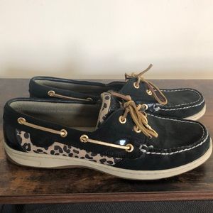 Sperry leopard boat shoes